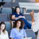 medical workers sitting in a lecture hall