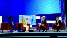 A panel of Amazon health leaders on stage at HLTH in Boston