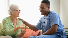 Doctor talking to patient.