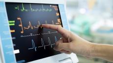 Electrocardiogram analysis represented by a reading on a screen