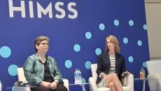 Tanya Zucconi, left, COO of ZGM, and Tina Burbine, VP of care innovation at Healthlink Advisors, speak at the HIMSS22 conference in Orlando.