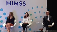 Left to right: Tara Gosse, director of clinical innovation at Mayo Clinic, Nurse Administrator Heidi Shedenhelm and Adam Copeland, director of digital strategy at Mayo Clinic, speak Wednesday at the HIMSS24 conference in Orlando.