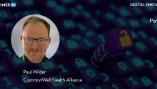 Paul Wilder at CommonWell Health Alliance_Part 1_Digital binary code with springing lock Photo by JuSun/iStock/Getty Images Plus