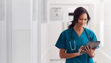 Nurse using tablet