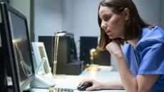 Healthcare worker using a computer