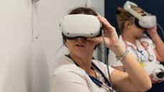 University of Rochester Nursing students use VR headsets to train and prep for exams.