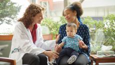 Doctor meeting with patients.