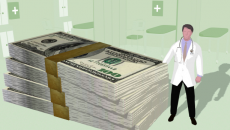 Illustration of doctor with money