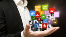 Man holding app icons