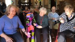 People interacting with a robotic companion