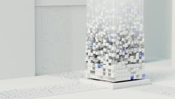 artist's take on AI represented by Tetrix-like cubes in a 3D tower