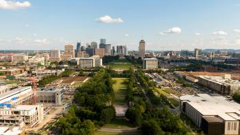 Bird's eye view of Nashville during the day