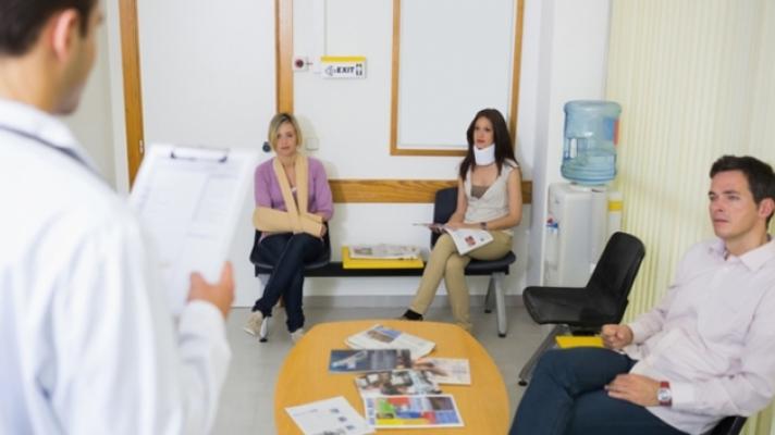 Waiting room with patients.