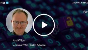 Paul Wilder at CommonWell Health Alliance_Part 1_Digital binary code with springing lock Photo by JuSun/iStock/Getty Images Plus