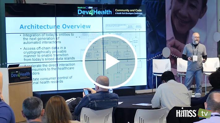 Tim Dunlevy, VP of engineering at Pokitdok explains Blockchain at Dev4Health event